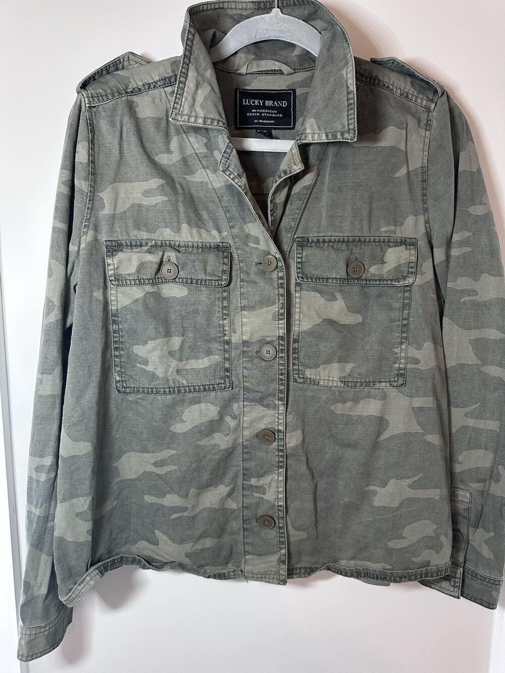 Lucky Brand Women's Green Camo Gorpcore Utility Fall Military Y2K Jacket S